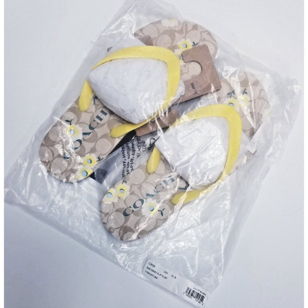 Coach Women's Signature Zak Rubber Sandals Flip Flop US 9/10 Brown Floral NWT